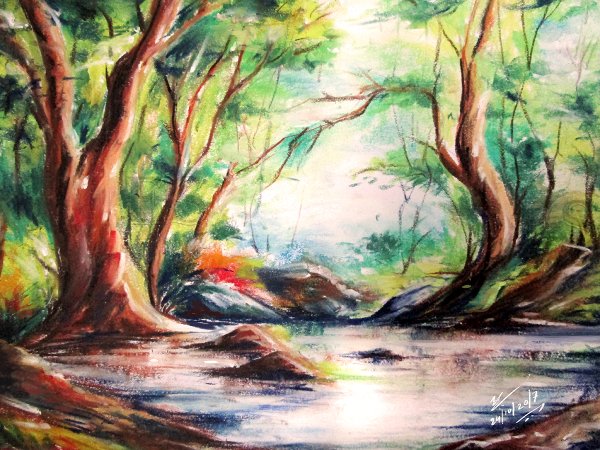 Рисование пожара пастельными мелками