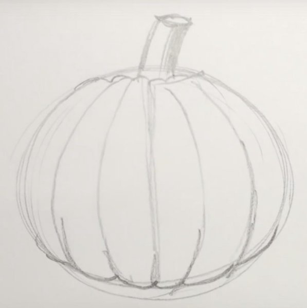 Поэтапное рисование тыквы