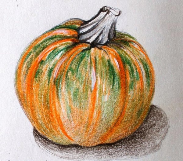 Тыква цветными карандашами