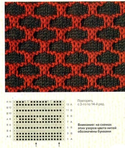 Вязание двухцветные узоры