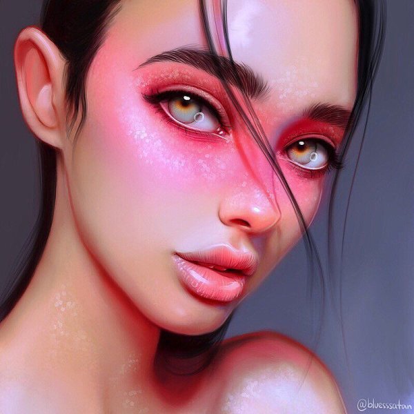 Девушка нарисованная на графическом планшете