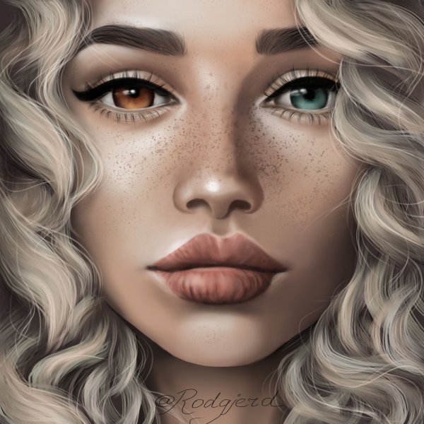 Девушка с разным цветом глаз арт