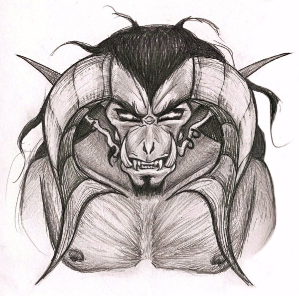 Лицо дьявола карандашом