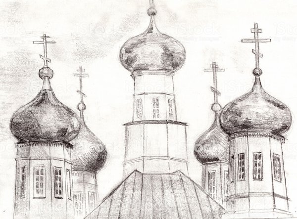 Церковь карандашом