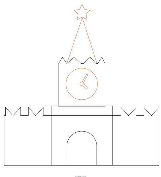 Спасская башня Кремля рисование