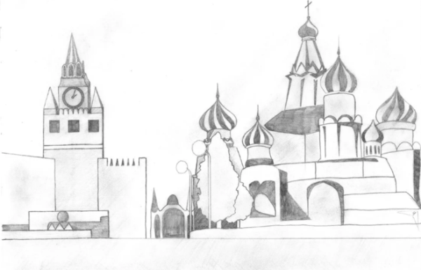Москва рисунок карандашом