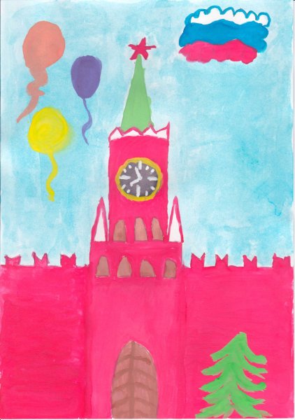 Спасская башня Кремля рисование