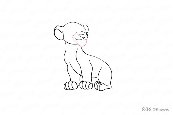 Поэтапное рисование львенка для детей