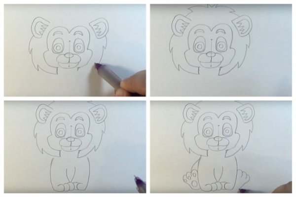 Поэтапный рисунок львенка