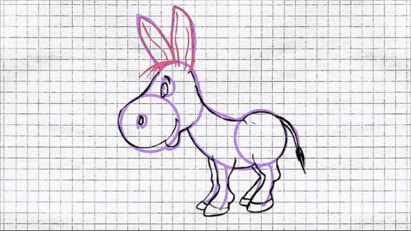 Ослик рисунок карандашом