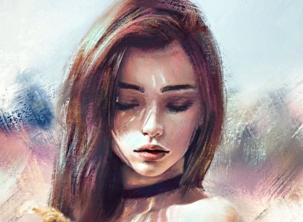 Девушка с закрытыми глазами арт