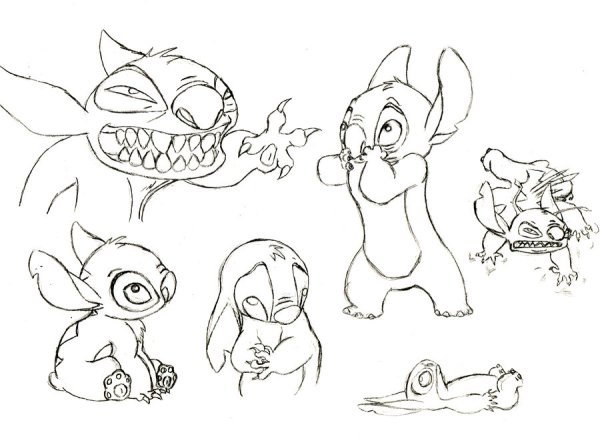 Рисунки для срисовки Стич поэтапно