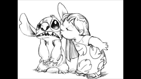 Лило рисунок карандашом для срисовки