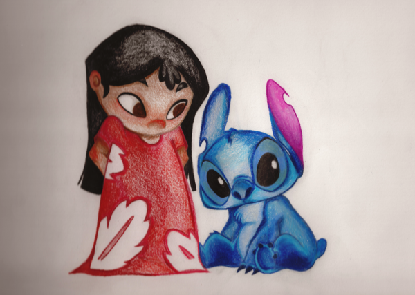 Лило и Стич арт карандашом