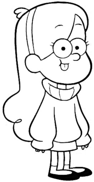 Мейбл из Гравити Фолз в черном белом