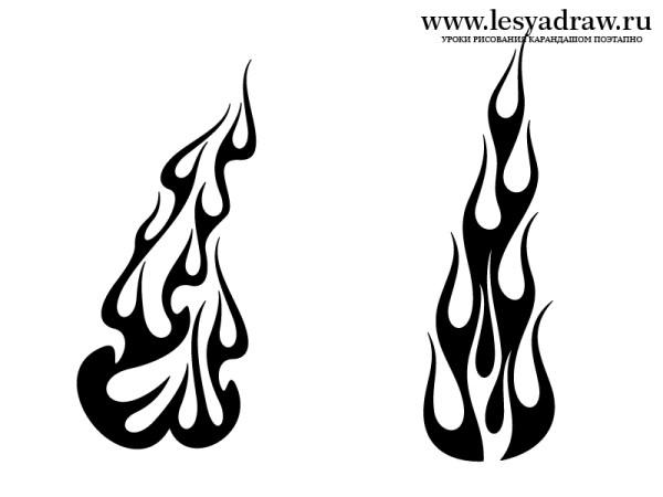Языки пламени карандашом
