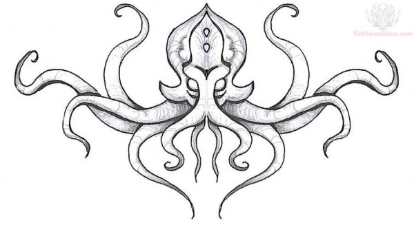 Кракен эскиз чб