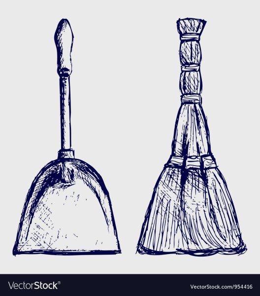 Раскраска веник и совок