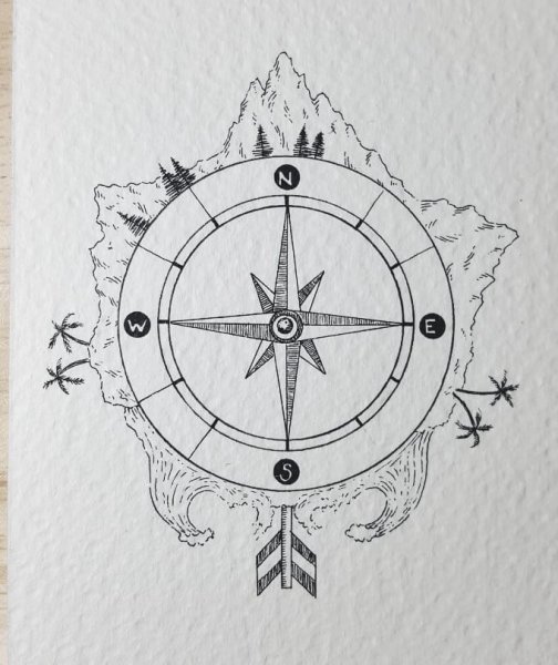 Эскиз необычный компас