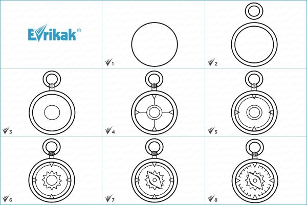 Компас рисунок пошагово