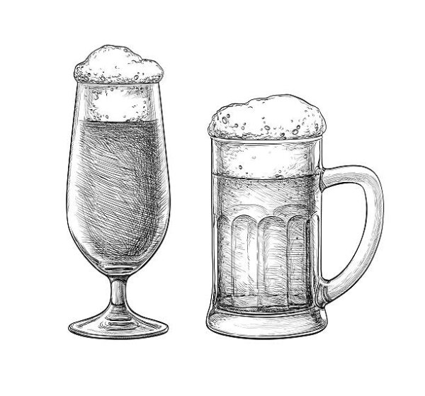 Пиво в стакане скетч
