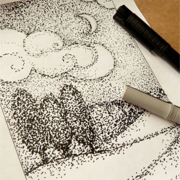 Рисование точками гелевой ручкой