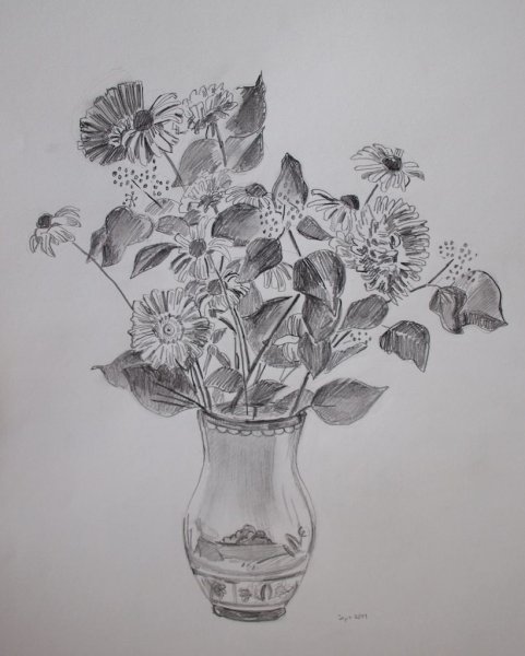 Цветочная композиция карандашом