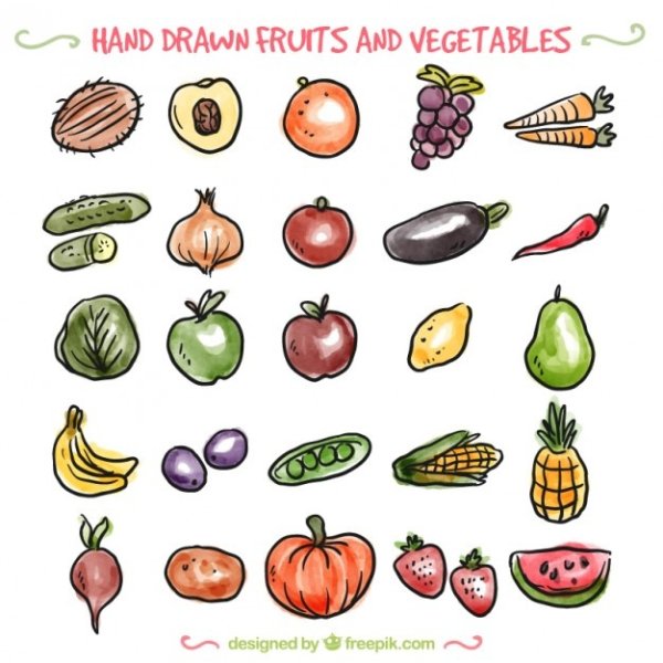 Рисование фруктов и овощей