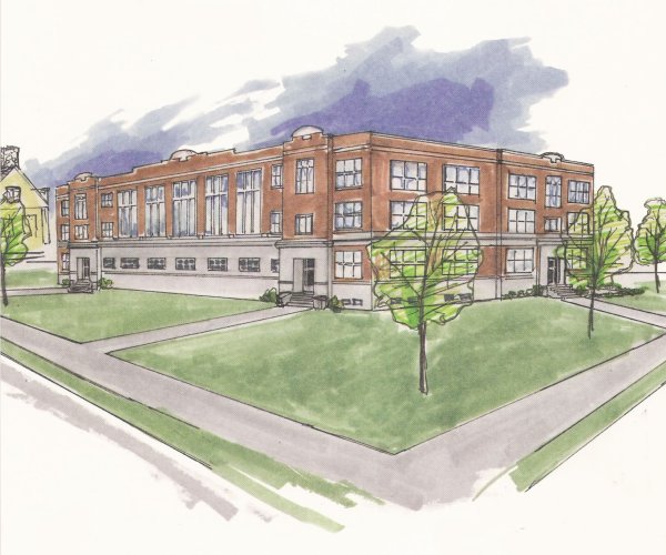 Рисование школы здания