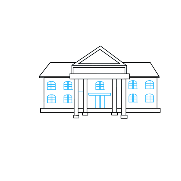 Здание школы карандашом