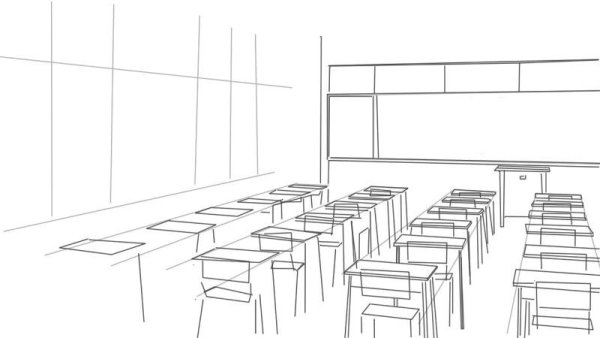 Школьный класс карандашом