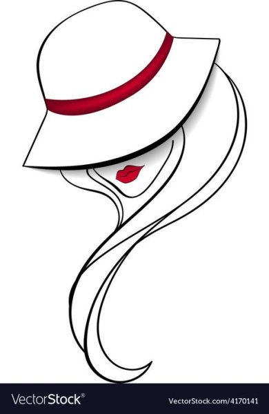 Дама в шляпе силуэт