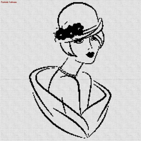 Девушка в шляпе контур