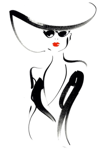 Силуэт женщины в шляпе