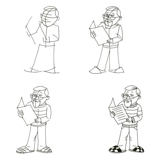 Поэтапное рисование дедушки