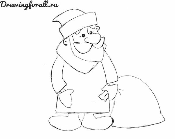 Поэтапное рисование Деда Мороза