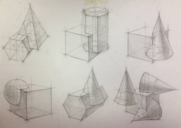 Врезки геометрических тел аксонометрия