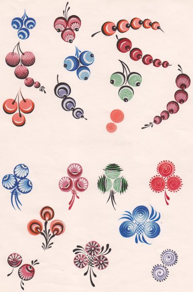 Городецкая роспись элементы для дошкольников