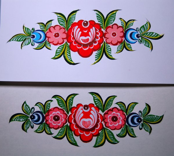 Городецкая роспись ленточный орнамент