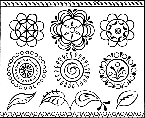 Основные элементы Шенкурской росписи