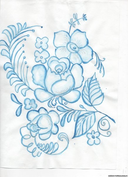 Эскиз гжельской росписи