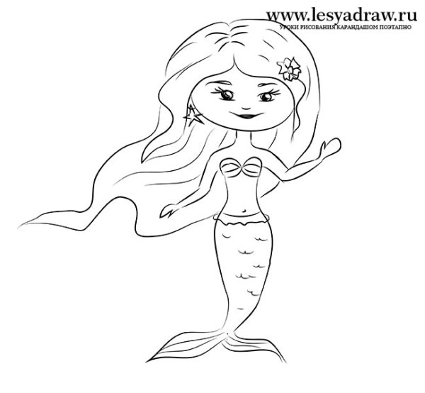 Русалка рисунок простой