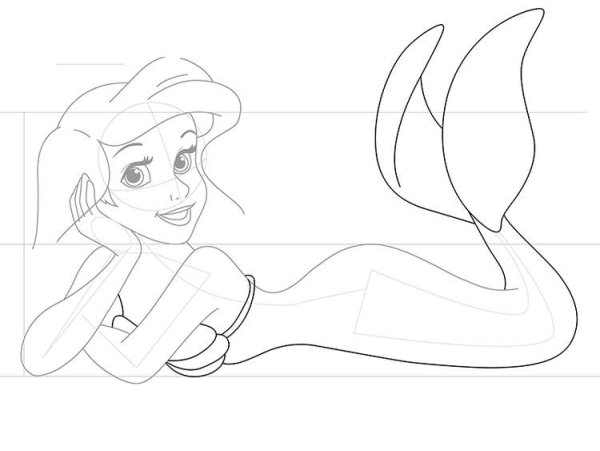 Как нарисовать русалку Ариэль поэтапно