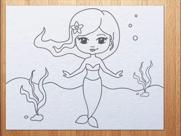 Русалка рисунок карандашом для детей