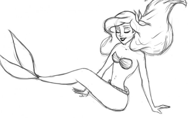 Русалка карандашом для срисовки