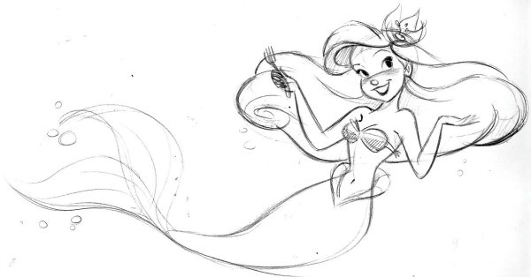 Русалочка Ариэль карандашом