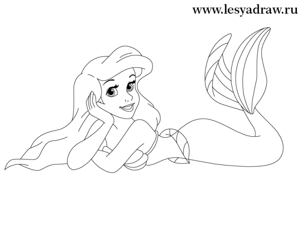 Русалочка Ариэль поэтапно