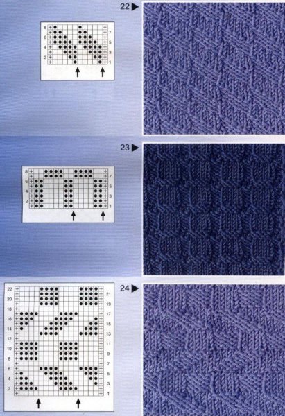 Узоры спицами со схемами простые лицевые и изнаночные петли