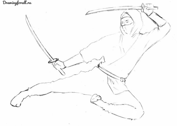 Ниндзя рисунок карандашом
