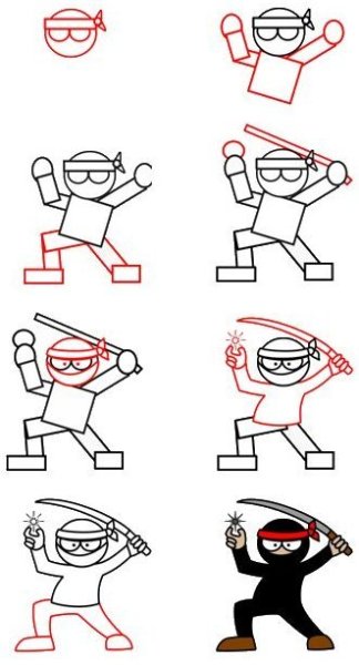 Как нарисовать ниндзя поэтапно